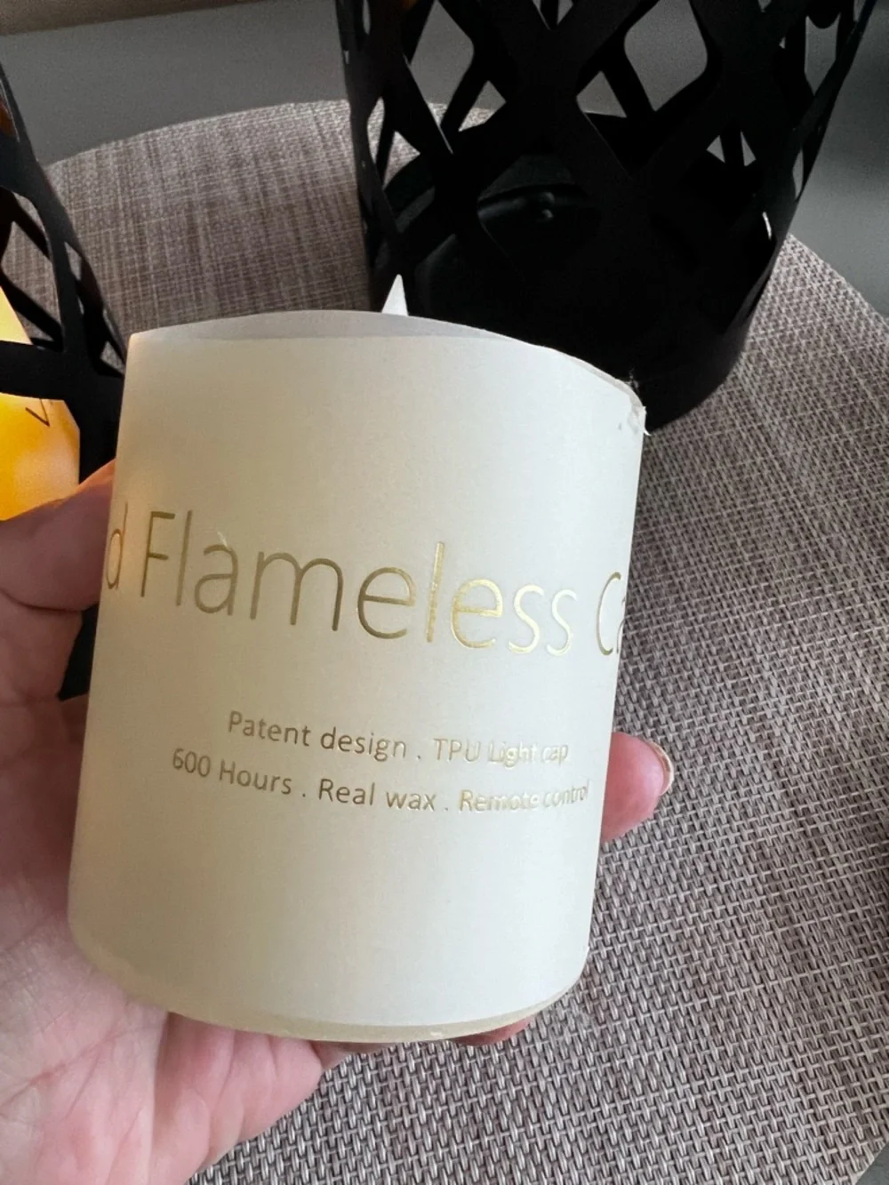 Black Metal Lantern Set with Warm Yellow LED Candles Set of 2